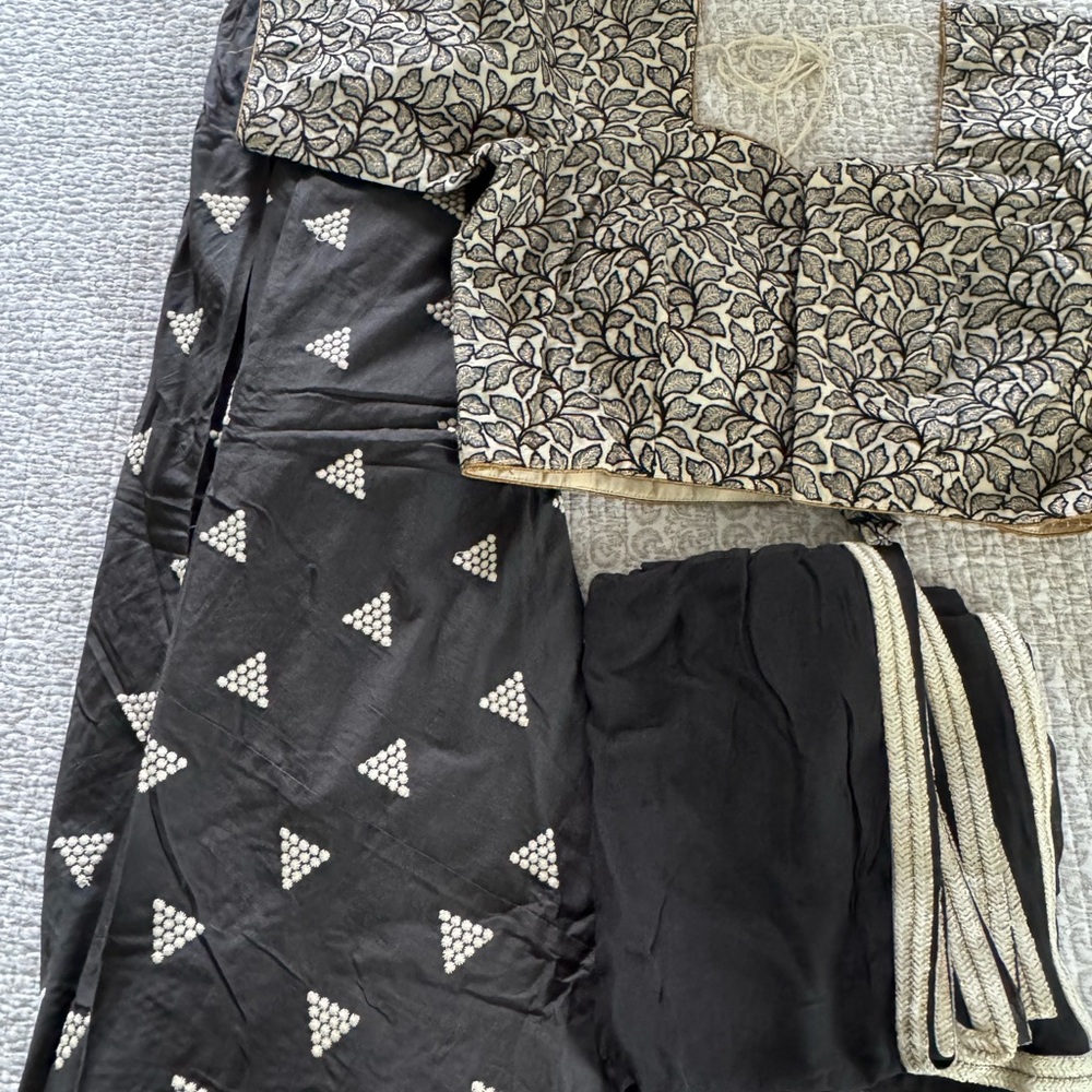 Black and White Embroidered lengha Set
